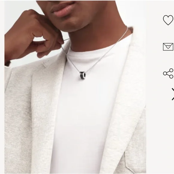 NIB Bulgari Sterling Silver + Ceramic Pendant Necklace, Unisex - Picture 8 of 13